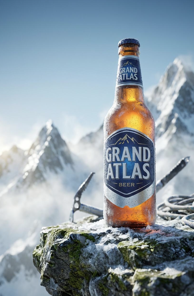 Grand Atlas Beer — bouteille sur les cimes du Haut Atlas